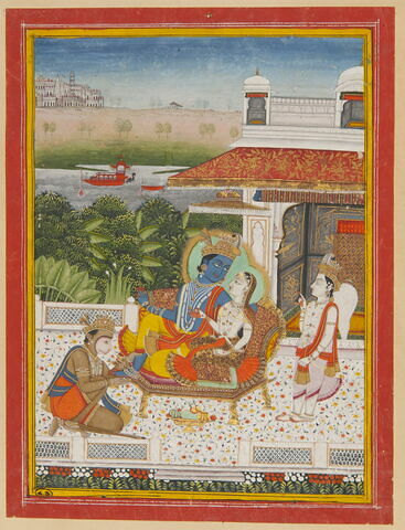 Rama et Sita en trône entourés de Lakshmana et de Hanuman, image 1/2