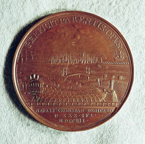 Médaille : Construction des chantiers navals de Cronstadt, 1752.