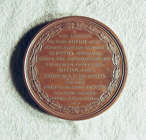 Médaille : Cinquante ans d’exercice du médecin chef baronet Wylie, 1840.