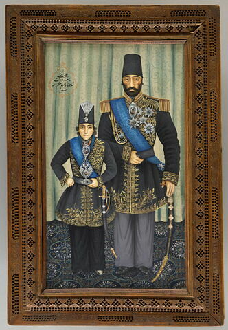 Portrait de Muzaffar al-Din Shah et de Aziz Khan Mukri