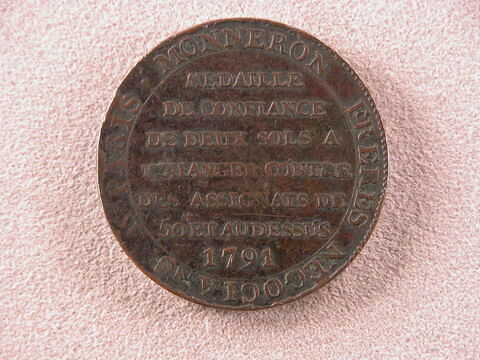 Médaille de confiance de 2 sols (assignat), image 2/2