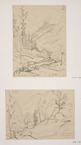 Album du "Voyage en Suisse". 1864, d'après Constant DUTILLEUX- Paysage sur la route de Chamonix à Argentière "8 Septembre"