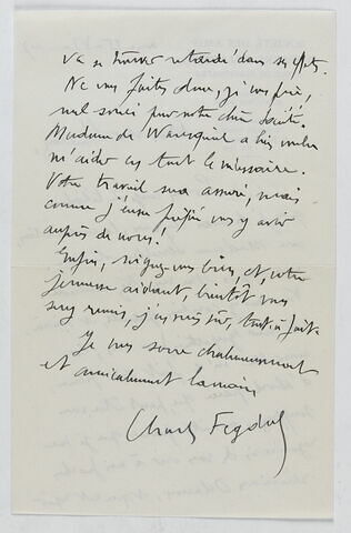 Lettre autographe signée Charles Fegdal à Maurice Sérullaz, le 15 juin 1937