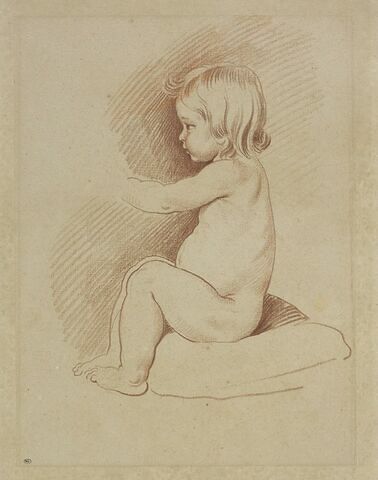 Enfant nu, assis, vu de profil, image 3/3