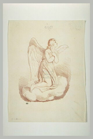 Un ange à genoux tourné vers la droite, les mains sur la poitrine, image 2/2