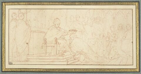 Le pape Etienne III donnant l'onction royale à Pépin le Bref et à sa famille, image 1/2
