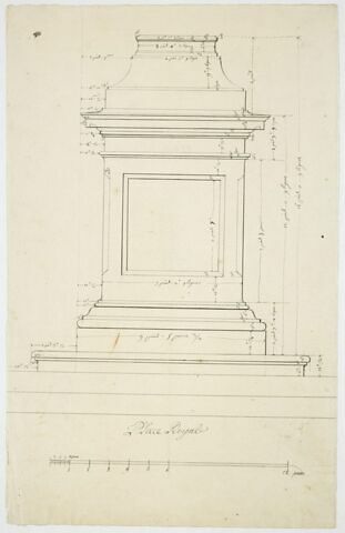 Elévation du piédestal de la statue équestre de Louis XIII, image 1/2