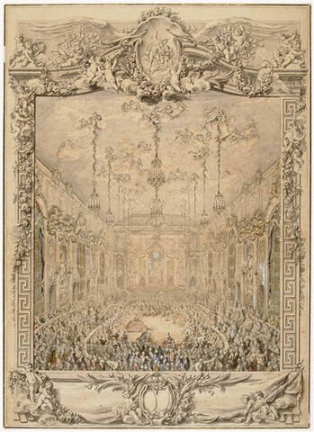Bal paré donné à Versailles pour le mariage de Louis, dauphin avec Marie-Thérèse, infante d'Espagne, en 1745, image 1/2
