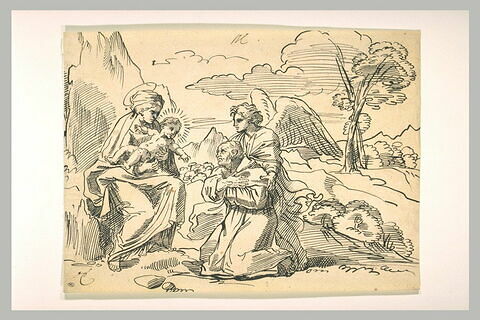 La Vierge et l'Enfant Jésus apparaissant à un saint, image 1/1