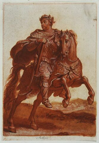 Vitellius à cheval courant vers la droite