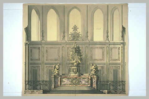 Etude d'architecture et d'ornement pour une chapelle et un autel, image 1/1
