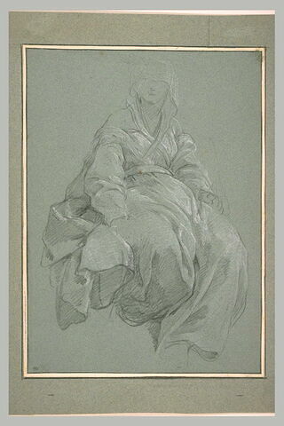 Femme drapée et voilée, assise, vue de face, image 2/2