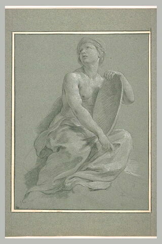 Jeune femme assise, la poitrine nue, tenant un bouclier : La France, image 2/2