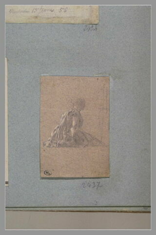 Femme assise par terre d'après Watteau