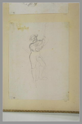 Portrait d'homme, debout, appuyé sur une lance, image 1/1