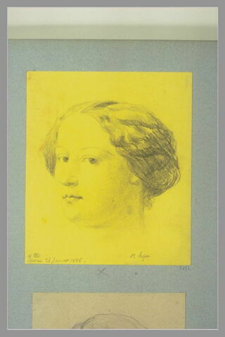 Portrait de femme avec les cheveux en bandeaux, image 1/1