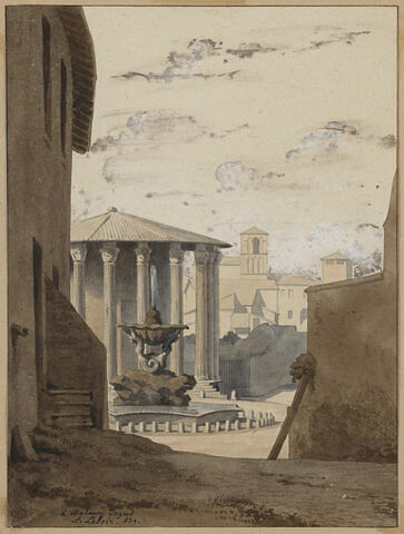 Fontaine et temple de Vesta à Rome