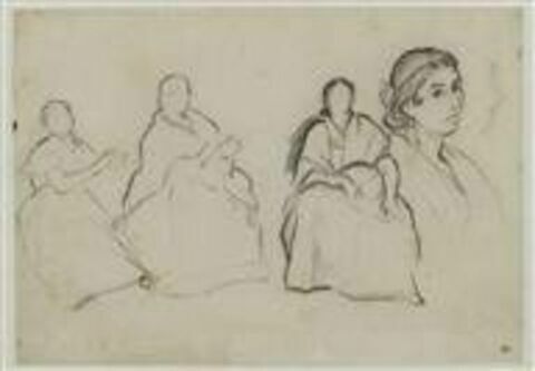 Trois femmes assises, claquant des mains, et buste d'une gitane, image 1/2