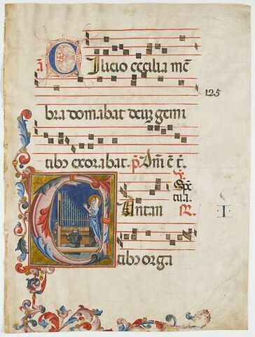 Sainte Cécile et trois moines jouant de l'orgue