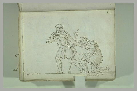 Deux légionnaires romains construisant un pont de bois, image 2/3