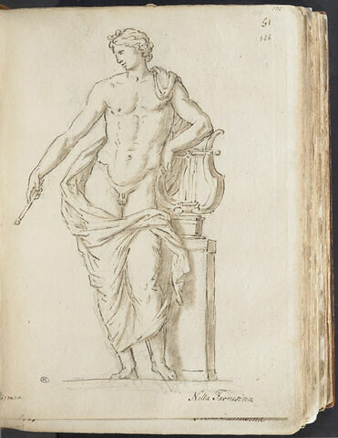 Apollon nu, une draperie flottant derrière lui de l'épaule gauche aux genoux, image 1/2