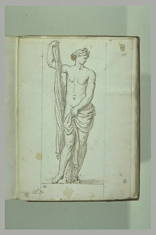Femme nue retenant une draperie, le bras droit à demi relevé, ... ; Vénus