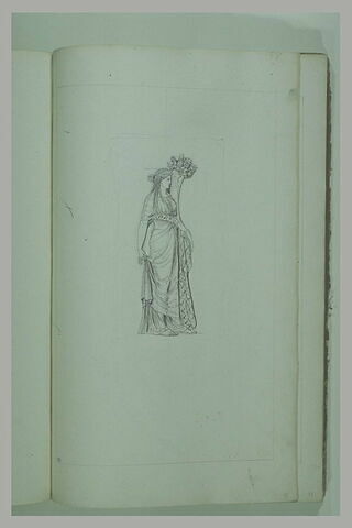 Etude d'une femme drapée, de profil, portant une corne d'abondance, image 2/2