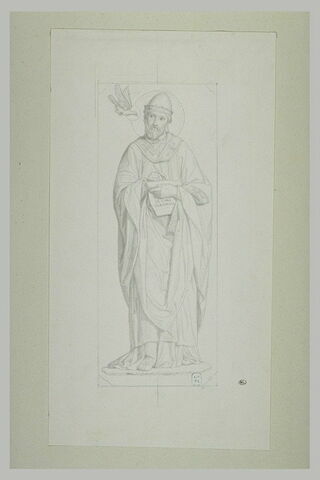Saint Grégoire le Grand, présenté de face dans un encadrement octogonal