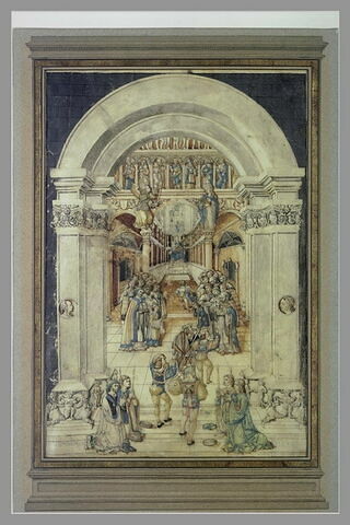 Procession de cordeliers devant un autel de la Vierge, image 1/1