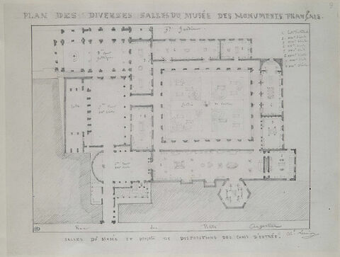 Plan des diverses salles du Musée des Monuments Français