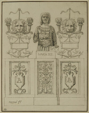 Buste de Louis XII entouré de motifs décoratifs