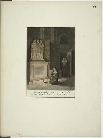 Vue du cénotaphe d'Héloïse et Abélard dans l'abbaye du Paraclet, image 1/2