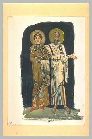 Deux figures, une sainte et un saint, d'après une mosaïque de Sainte-Praxède