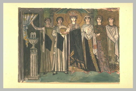 Théodora, clercs et dames de cour, d'après la mosaïque de Saint-Vital