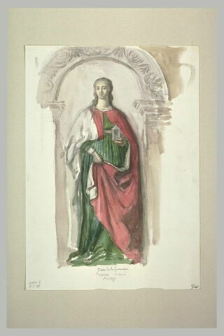 Sainte Marie Madeleine, vu de face, debout, tenant le vase, image 1/1