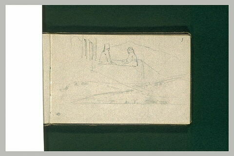Deux figures assises sur une terrasse, et paysage, image 1/2