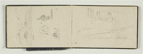 Deux figures assises sur une terrasse, et paysage, image 2/2