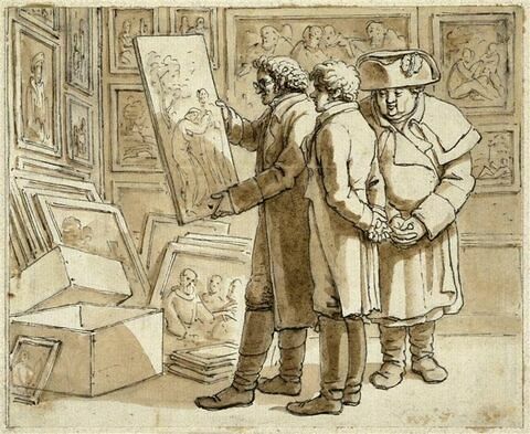 M. Denon examinant des tableaux, au Louvre