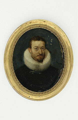 Portrait d'homme, en buste, de face, avec une collerette blanche, image 1/1