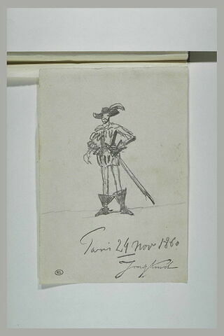 Homme, en costume Louis XIII, chaussé de bottes à entonnoir, image 1/1