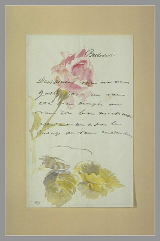Lettre à Isabelle Lemonnier décorée d'une rose en bouton, image 1/1