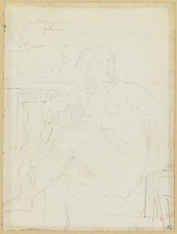 Femme nue, assise, de trois quarts à gauche, les jambes croisées, image 1/2