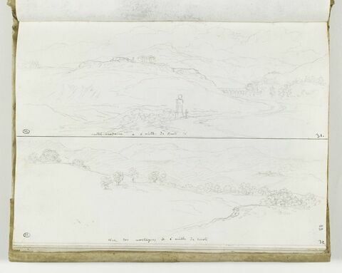 Deux paysages : castel Madame, et vues des montagnes près de Tivoli