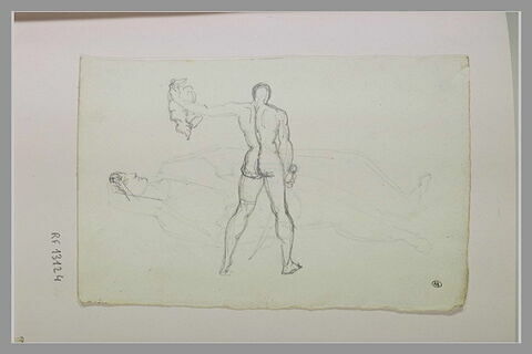 Homme nu, armé d'une épée, tenant une tête, et femme drapée, image 1/1