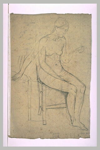 Femme nue, assise sur une chaise, image 1/1