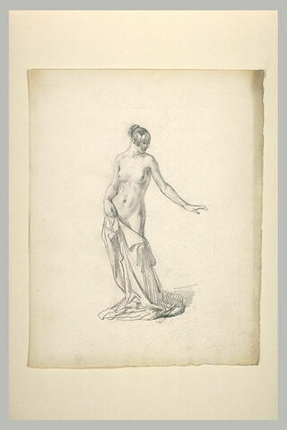 Femme nue, debout, retenant de la main une draperie, image 1/1