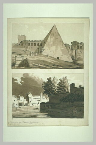 La Pyramide de Cestius ; vue du Tibre, image 1/1