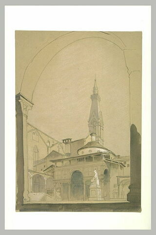 Façade de la chapelle des Pazzi, à Florence, et vue de Santa Croce