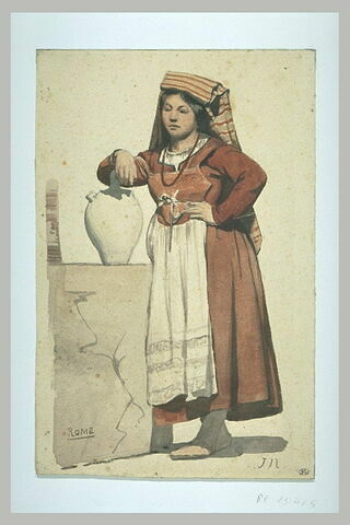 Paysanne italienne, la main droite appuyée sur une cruche, image 1/1
