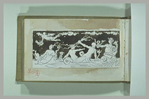 Frise décorative avec figures de néréides, tritons, amours